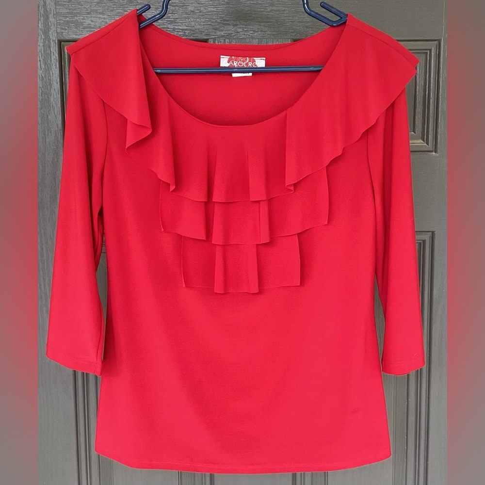 Women's Red Ruffle Top